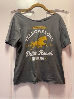 Yellowstone Dutton Ranch Graphic Tee in Charcoal with Yellow Print
